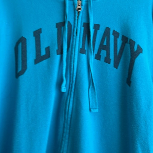 EUC VINTAGE OLD NAVY ZIPPER HOODIE SZ XXL COLOR TEAL WITH DARK BLUE GRAPHICS - Picture 4 of 5